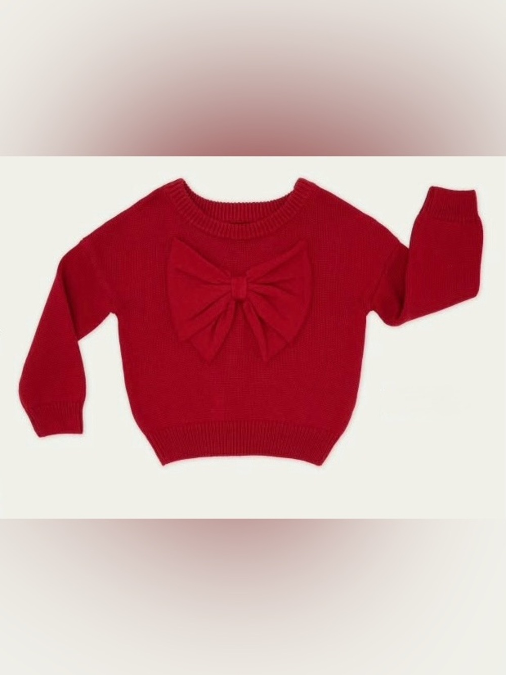 Little Sleepies Holiday Red Drop Shoulder Bow Sweater 3T